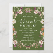 Boho Moss Green Brunch und Bubbly Brautparty Einladung (Vorderseite)