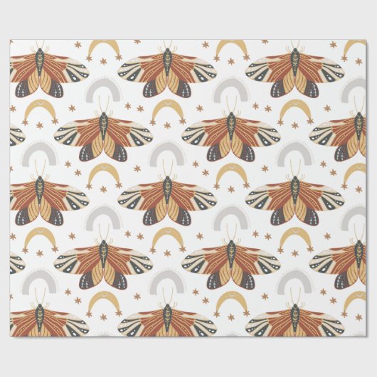 Boho Moth Geschenkpapier (Flach)