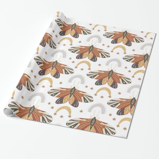 Boho Moth Geschenkpapier (Ungerollt)