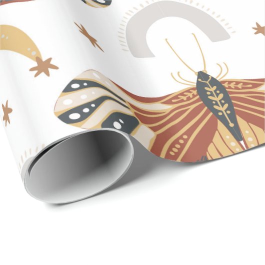 Boho Moth Geschenkpapier (Rolleneckpunkt)