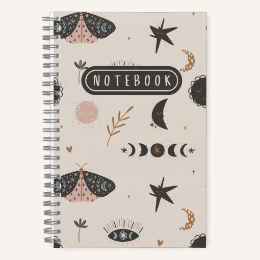 Boho Moth und Celestial Notizblock (Vorderseite)