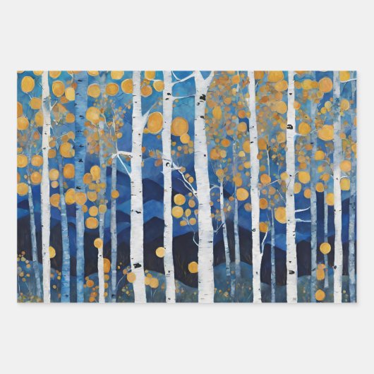 Boho Mountain Aspen Tree Scene Geschenkpapier Set (Vorderseite 3)