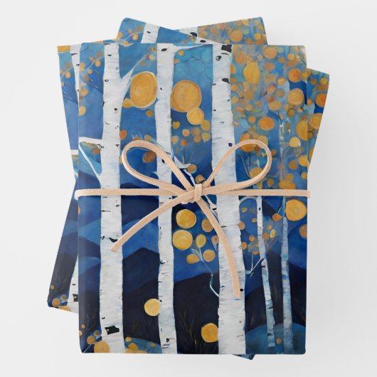 Boho Mountain Aspen Tree Scene Geschenkpapier Set (Beispiel)