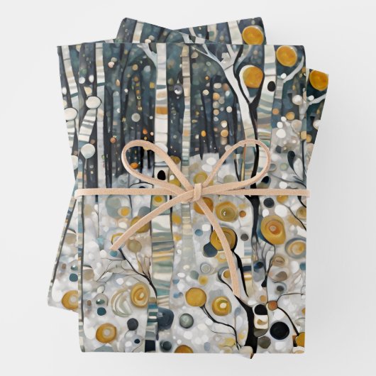 Boho Mountain Aspen Tree Scene Geschenkpapier Set (Beispiel)