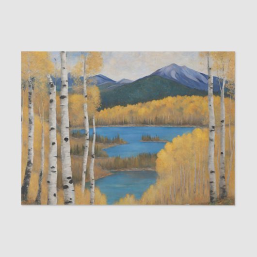 Boho Mountain Aspen Tree Scene Seidenpapier (Vorderseite)