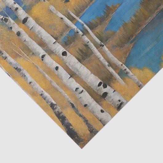 Boho Mountain Aspen Tree Scene Seidenpapier (Ausschnitt)