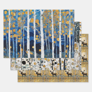 Boho Mountain Aspen Tree Szenen Geschenkpapier Set