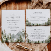 Boho Mountain Forest Evergreen Elegante Hochzeit Einladung