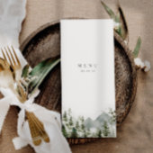 Boho Mountain Forest Pine Tree Elegante Hochzeit Menükarte