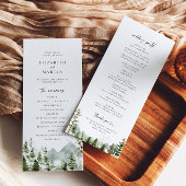 Boho Mountain Forest Pine Tree Elegante Hochzeit Programm