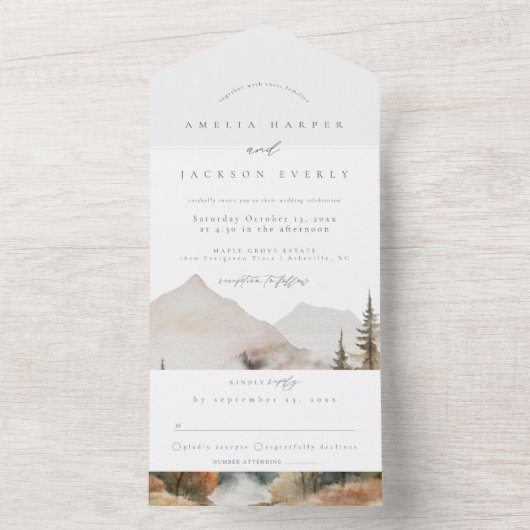 Boho Mountain Hochzeit in einer Einladung (Innen Boden)