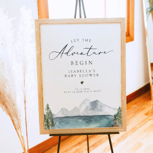 Boho Mountain Lake Adventure Baby Dusche Poster