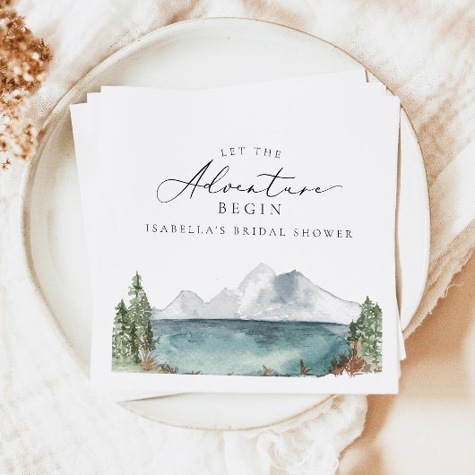 Boho Mountain Lake Adventure Brautparty Serviette