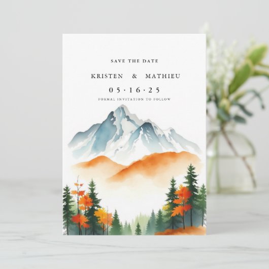 Boho Mountain Save The Date (Stehend Vorderseite)