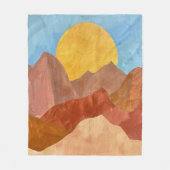 Boho Mountain Sunset - Warme Erde Tone Landschaft Fleecedecke (Vorderseite)