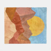 Boho Mountain Sunset - Warme Erde Tone Landschaft Fleecedecke (Vorderseite (Horizontal))