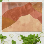 Boho Mountain Sunset - Warme Erde Tone Landschaft Geschirrtuch (Gefaltet)