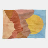 Boho Mountain Sunset - Warme Erde Tone Landschaft Geschirrtuch (Horizontal)