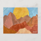 Boho Mountain Sunset - Warme Erde Tone Landschaft Postkarte (Rückseite)