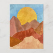 Boho Mountain Sunset - Warme Erde Tone Landschaft Postkarte (Vorderseite)