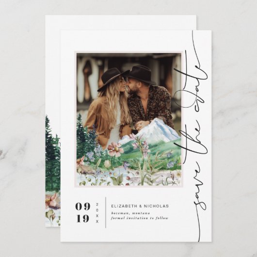 Boho Mountain Wildblume | FOTO SAVE THE DATE (Vorne/Hinten)