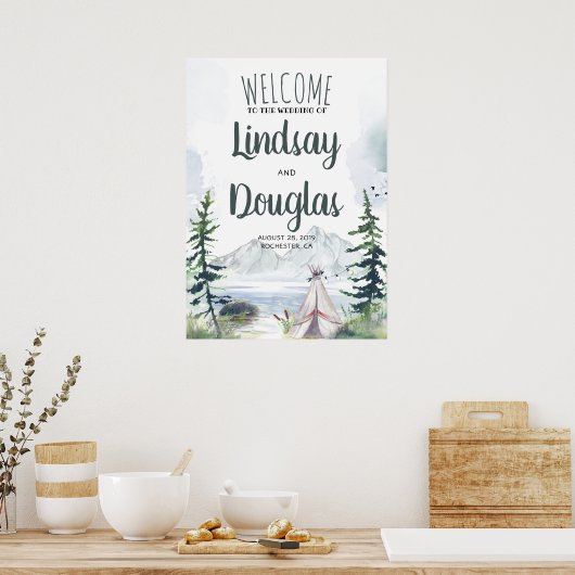 Boho Mountains Adventure Wedding Welcome Sign Poster (Küche)