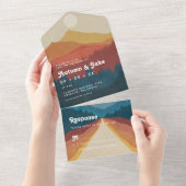 Boho Mountains & Forest Retro All In One Einladung (Abreißen)