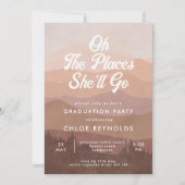 Boho Mountains Oh die Orte, die sie Abschluss gehe Einladung (Vorderseite)