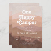 Boho Mountains One Happy Camper Girls 1. Geburtsta Einladung (Vorne/Hinten)