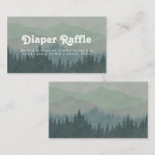Boho Mountains Retro Dusty Blue Diaper Raffle Begleitkarte (Vorne/Hinten)