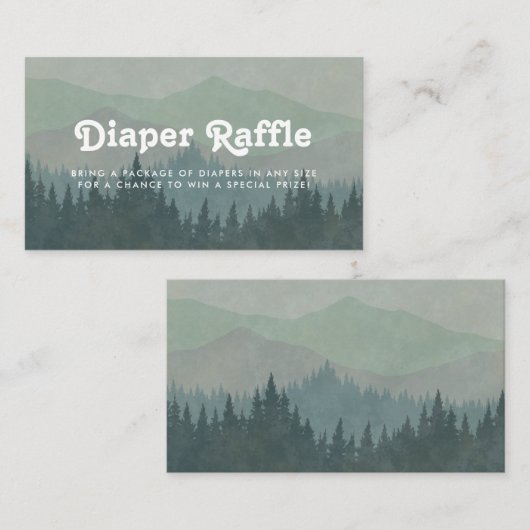 Boho Mountains Retro Dusty Blue Diaper Raffle Begleitkarte (Vorne/Hinten)