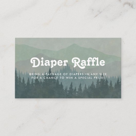 Boho Mountains Retro Dusty Blue Diaper Raffle Begleitkarte (Vorderseite)