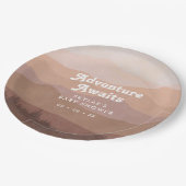 Boho Mountains Retro Pink Baby Dusche Pappteller (Schrägansicht)