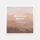 Boho Mountains Retro Pink Baby Dusche Serviette (Vorderseite)