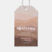 Boho Mountains Retro Pink Wedding Willkommen Geschenkanhänger (Vorderseite)