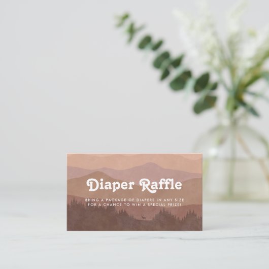 Boho Mountains Retro Rosa Windeln Raffle Begleitkarte (Stehend Vorderseite)