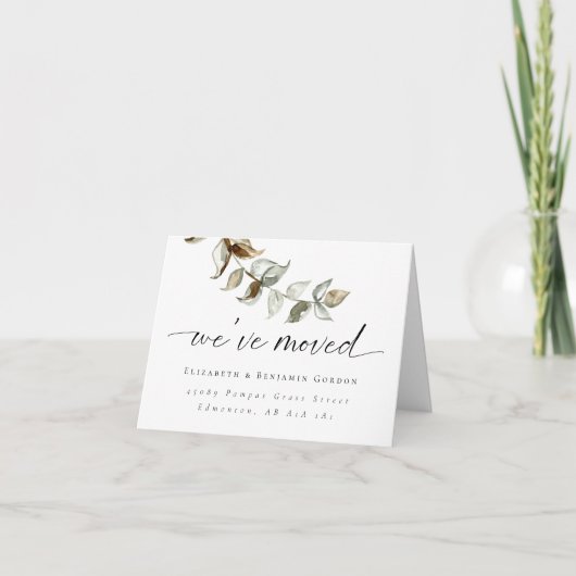 Boho Moving Announcement Minimal Script Elegant Ankündigung (Vorderseite)