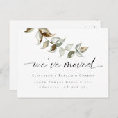 Boho Moving Announcement Minimal Script Elegant Ankündigungspostkarte (Vorne/Hinten)