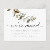 Boho Moving Announcement Minimal Script Elegant Ankündigungspostkarte (Vorderseite)