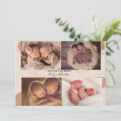 Boho Multi Foto Twin Baby Geburtserklärung Einladung (Stehend Vorderseite)