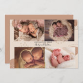 Boho Multi Foto Twin Baby Geburtserklärung Einladung (Vorne/Hinten)