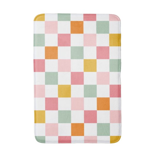 Boho Multicolor Checkerboard Badematte (Vorderseite Vertikal)