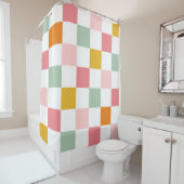 Boho Multicolor Checkerboard Duschvorhang (Beispiel)