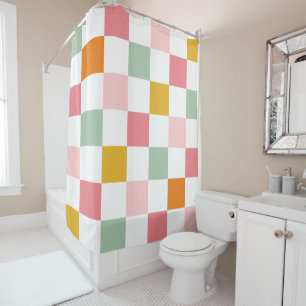 Boho Multicolor Checkerboard Duschvorhang