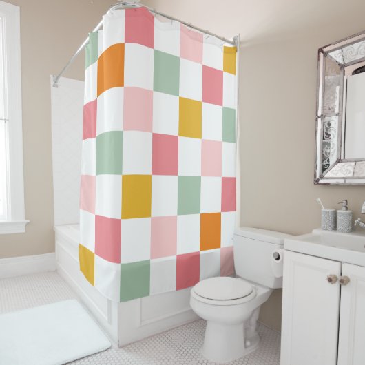 Boho Multicolor Checkerboard Duschvorhang (Beispiel)