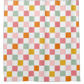 Boho Multicolor Checkerboard Duschvorhang (Vorderseite)