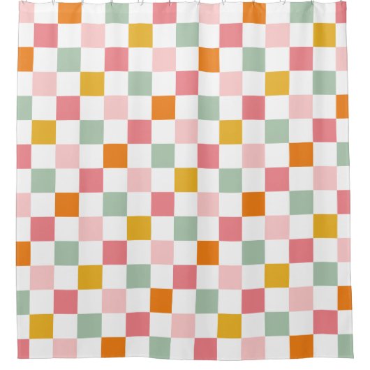 Boho Multicolor Checkerboard Duschvorhang (Vorderseite)