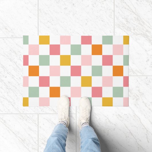 Boho Multicolor Checkerboard Fußmatte (Indoor)