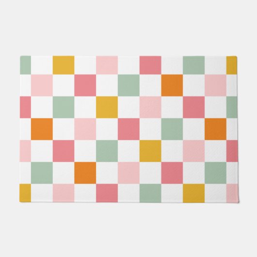 Boho Multicolor Checkerboard Fußmatte (Vorderseite)