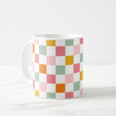 Boho Multicolor Checkerboard Kaffeetasse (Vorderseite Links)